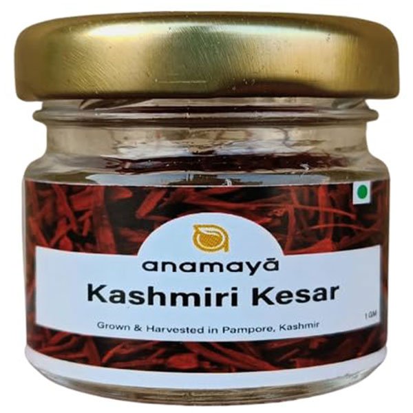 Kashmiri Saffron from Pampore, Kashmir , Grade A Extra long strands | Baby Saffron| Indian Kesar | Pure and Original Himalyan Kashmiri Saffron | 1 Gm Pack | packed in a glass jar for convenient storage
