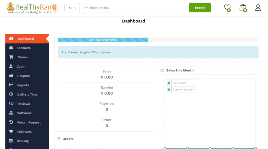 Store Setup - Dashboard - Vendor Guide - HealThyRam