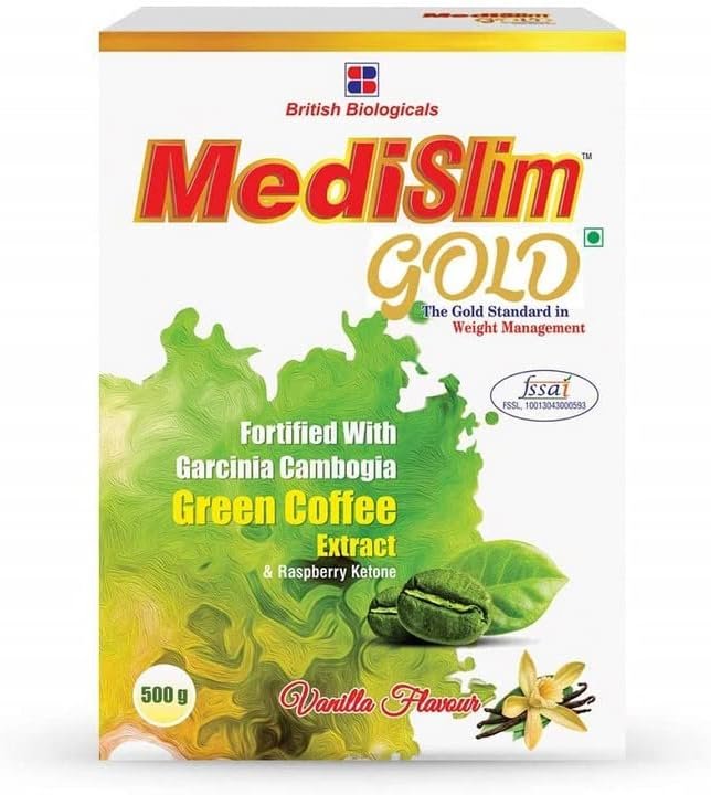 BRITISH BIOLOGICALS - Medislim Gold Meal Replacement Shake For Weight Management - 500 GM - Sugar-free, Cholesterol-free, Zero Trans-fat, Gluten-free Drink with (Goodness of Garcinia Cambogia, Raspberry, Ketone)