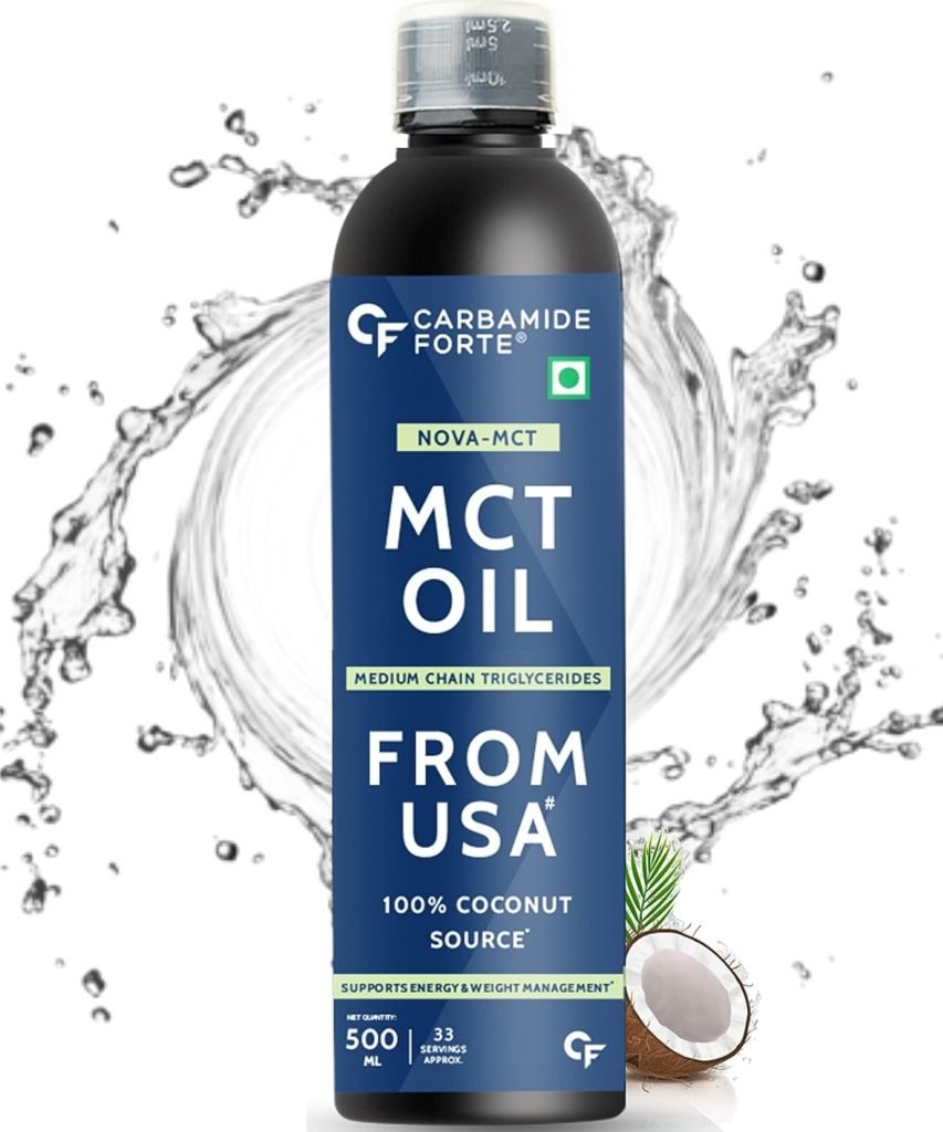 Carbamide Forte Pure MCT Oil C8 From USA | 100% Coconut Source | Keto Paleo Friendly - 500ml Vegetarian Oil