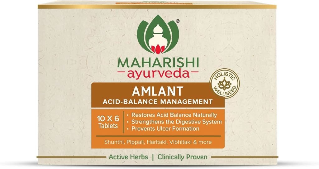 For Digestion and Acidity | Maharishi Ayurveda Amlant For Acidity Heartburn Gas Bloating Strengthens Digestive System Helps in reducing Acidity Recurrence Quick Relief from Acidity Clinically Proven Enriched with Haritaki and other 14 other potent Herbs 60 Tablets Pack of 1