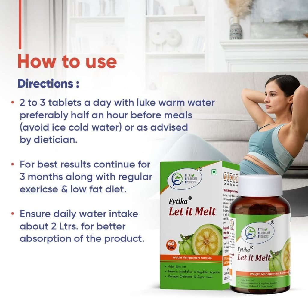 FYTIKA HEALTHCARE PRODUCTS Let it Melt Weight Management Tablets | Garcinia Cambogia, Green Coffee, Triphala |Formula for Men Women (60 Tabs)