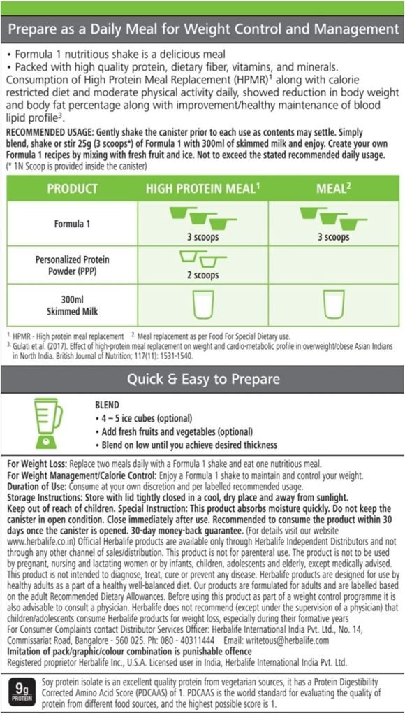 Herbalife Formula 1 Mix kulfi Nutritional Shake, 500g (White)