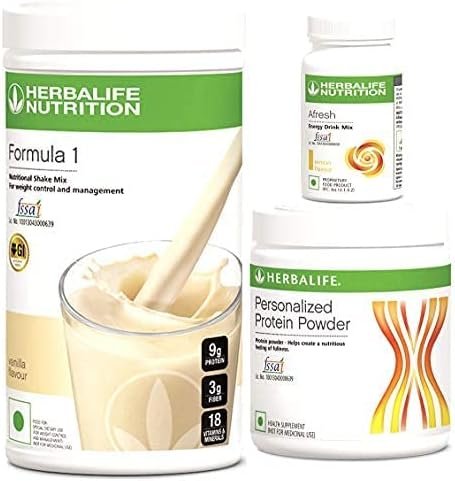 Herbalife Nutrition Shake Mix Vanilla Flavour Weightloss Package (Formula one vanilla shake 500gm, PPP 200gm, Afresh Lemon 50gm)
