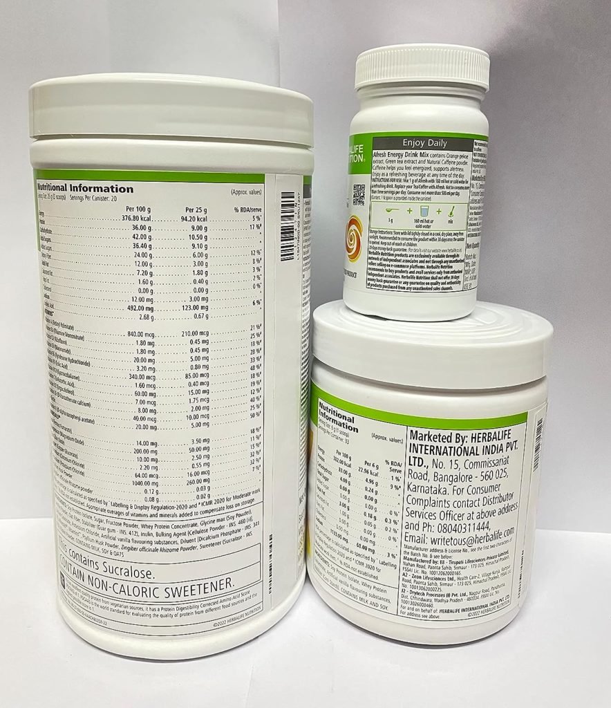 Herbalife Nutrition Shake Mix Vanilla Flavour Weightloss Package (Formula one vanilla shake 500gm, PPP 200gm, Afresh Lemon 50gm)