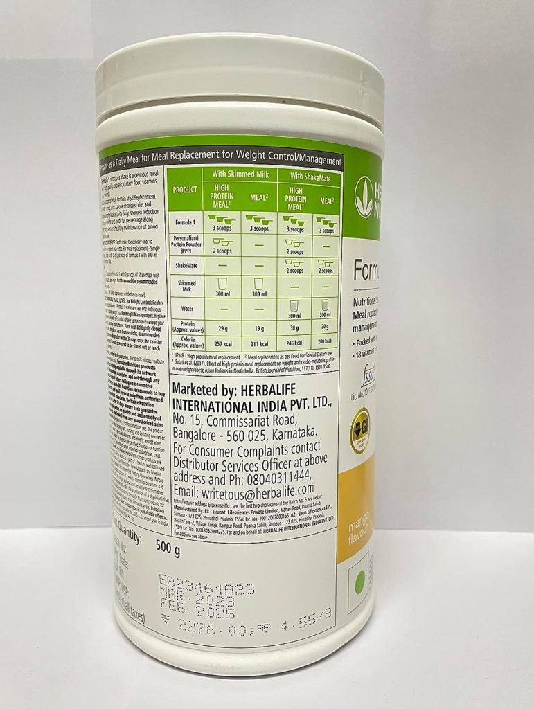 Herbalife Nutrition Shake Mix Vanilla Flavour Weightloss Package (Formula one vanilla shake 500gm, PPP 200gm, Afresh Lemon 50gm)