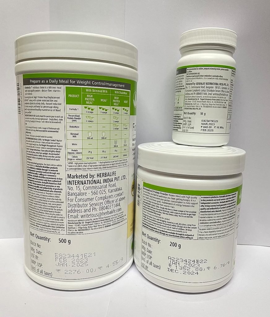 Herbalife Nutrition Shake Mix Vanilla Flavour Weightloss Package (Formula one vanilla shake 500gm, PPP 200gm, Afresh Lemon 50gm)