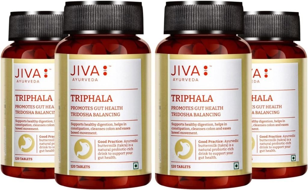Jiva Triphala An Ayurveda Formulation Antibacterial Anti Oxidants Detoxify Immunity Booster Blood Purifier Bowel Wellness And Relieves Constipation 120 Tablets (Pack of 4)
