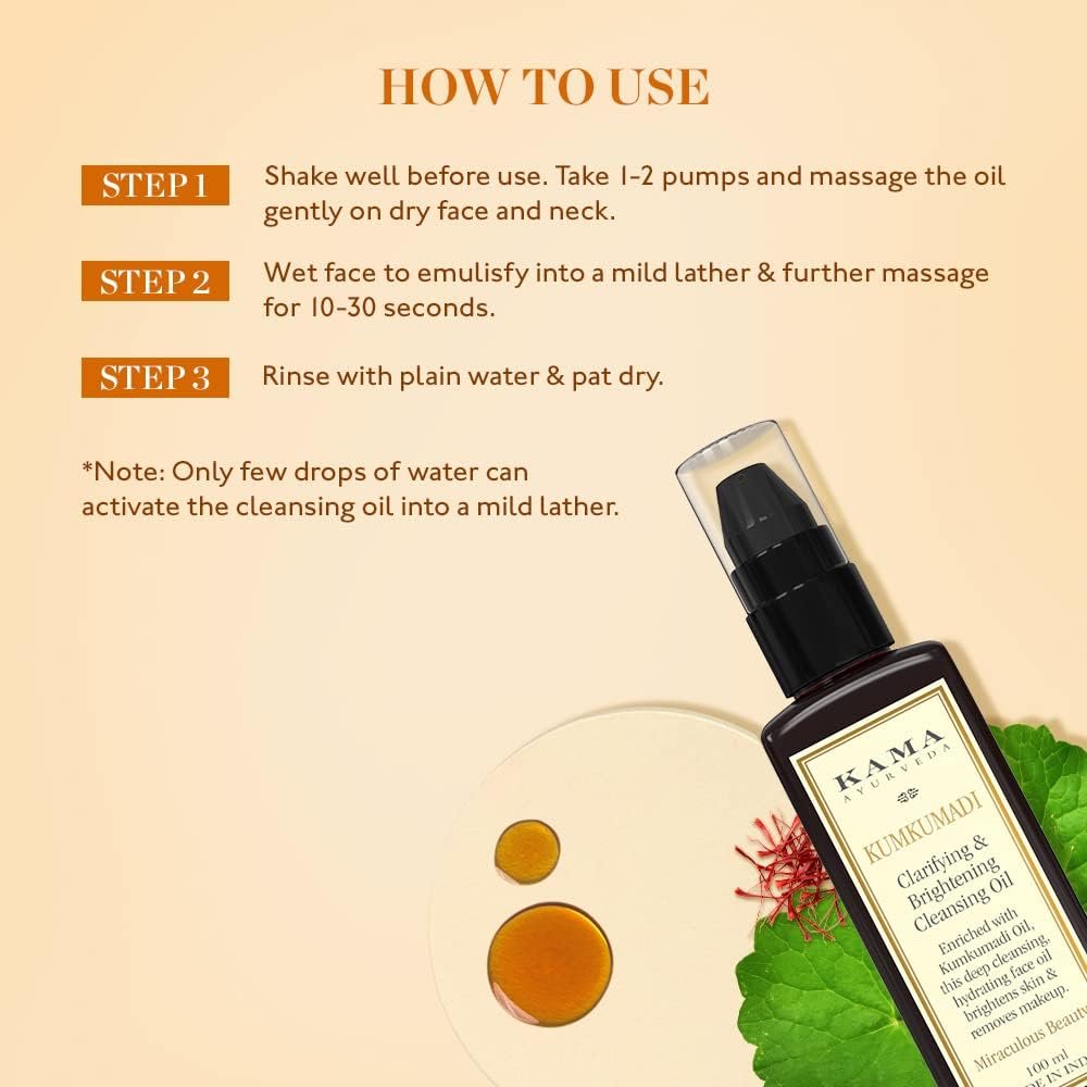 Kama Ayurveda Kumkumadi Clarifying Brightening  Cleansing Oil 100Ml
