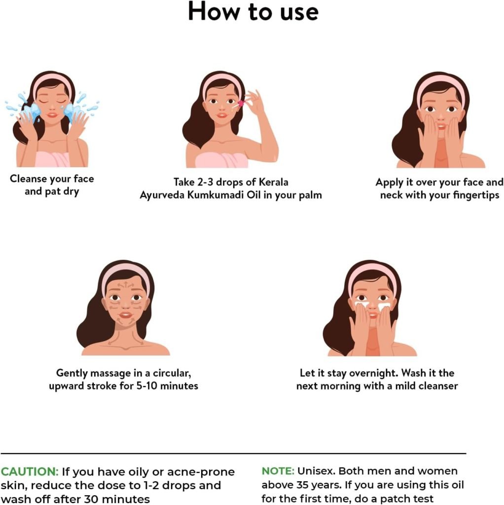 Kerala Ayurveda Kumkumadi Oil 10 ml | Reduces Fine Lines, Pigmentation, Wrinkles, and Dark Spots | Non-Sticky Face Oil | Glowing Night Face Oil with Saffron and Lotus| Sesame Oil Base|