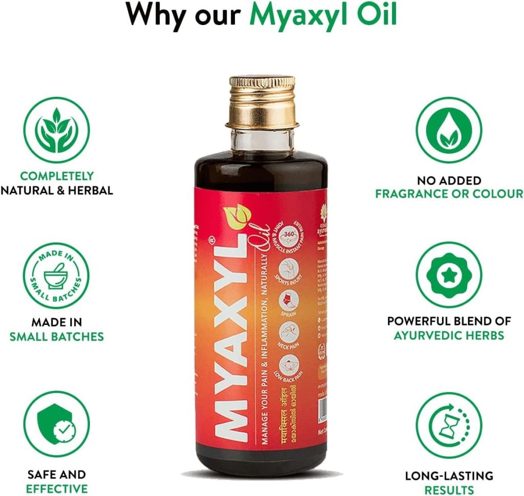 Kerala Ayurveda Myaxyl Oil 200ml | For Quick Relief from Knee Pain, Sprains, and Sports Injuries | With Nandivriksha, Devadaru, Rasna, and Eucalyptus Oil | Sesame Oil Base|