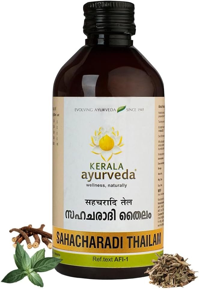 Kerala Ayurveda Sahacharadi Thailam 200ml| Back pain oil | Massage Oil | Relief from Back pain and sciatica | Ayurvedic Tel for Muscle and Joint Pain| With Sahachara, Dashmoola, ManjSesame Oil Base | Original Ayurvedic Herbal formulation.