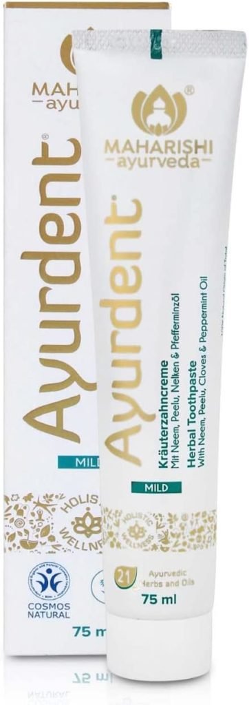 Maharishi Ayurveda Ayurdent Mild Herbal Ayurvedic Toothpaste - All Natural | 21 Ayurvedic herbs| Whitens Strengthens Teeth | Helps fight Plaque, Tartar, Cavity, Tooth Decay Bad Breath| 75 ML