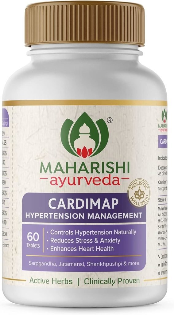 Maharishi Ayurveda Cardimap | Normalises Blood Pressure Naturally | Unique Formulation | Synergy of 5 Herbs | Fast Onset of Action | 30 days Pack (60 Tablets X Pack of 1)