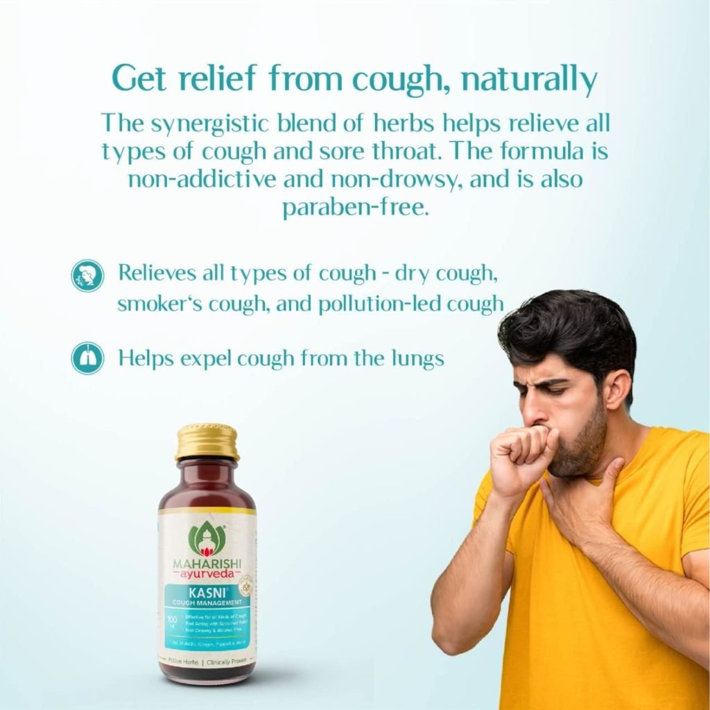 Maharishi Ayurveda Kasni Cough Syrup | Ayurvedic Cough Syrup | Hot Sip Cough Relief Products for Kids Dry Cough Chronic Cough | Non-Drowsy | Non- Habit Forming| Non-alcoholic | 100 ml | Pack of 3