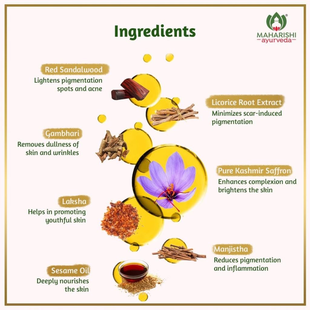 Maharishi Ayurveda Kumkumadi Tailam | Natural Glowing Skin with Ayurveda | Goodness of Kashmiri Saffron and Sandalwood | Reduces Fine Lines Wrinkles | Non-Sticky and Suitable for All Skin Types