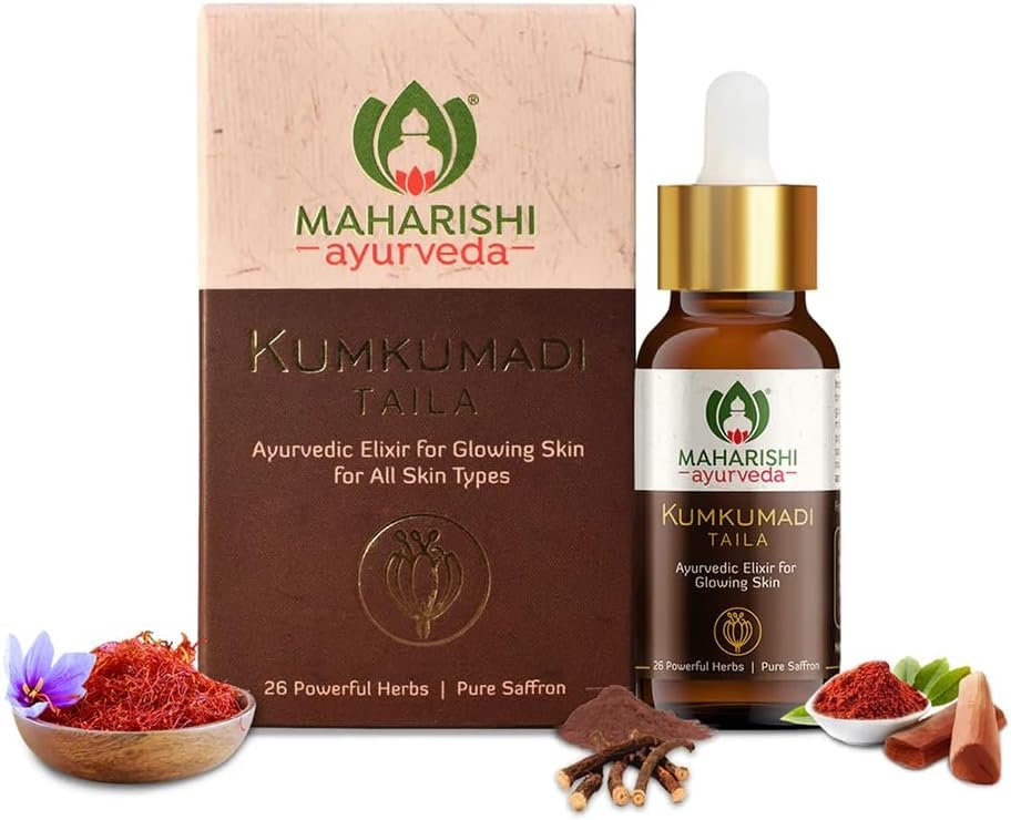 Maharishi Ayurveda Kumkumadi Tailam | Natural Glowing Skin with Ayurveda | Goodness of Kashmiri Saffron and Sandalwood | Reduces Fine Lines Wrinkles | Non-Sticky and Suitable for All Skin Types