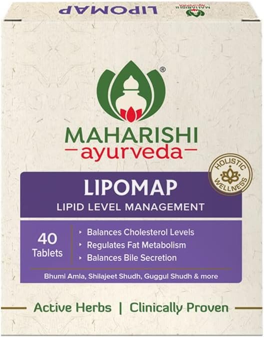 Maharishi Ayurveda Lipomap | Ayurvedic Medicine for Cholesterol Management| Highly Effective Herbs | Assists in managing daily stress | 40 Tablets Pack of 1