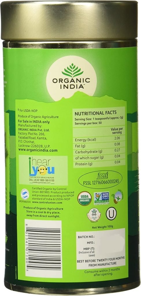 Organic India Classic Tulsi Green Tea, 100 gm + Organic India Tulsi Ginger 100 GM Tin