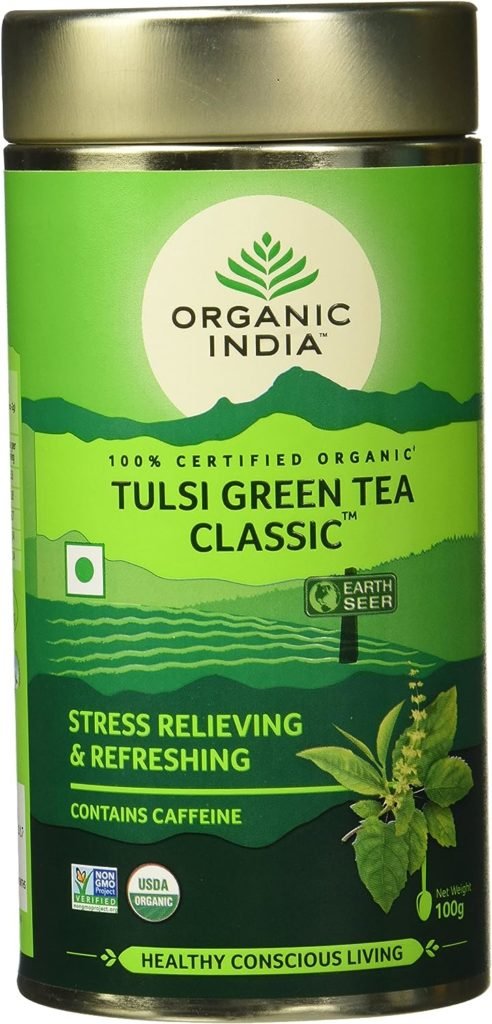 Organic India Classic Tulsi Green Tea, 100 gm + Organic India Tulsi Ginger 100 GM Tin
