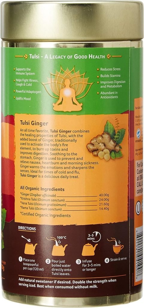 Organic India Classic Tulsi Green Tea, 100 gm + Organic India Tulsi Ginger 100 GM Tin