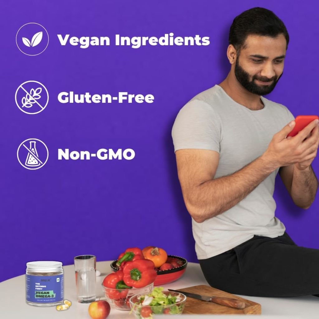 RawRX Vegan Omega 3 - Algal Oil-based DHA (150mg), EPA (30mg) ALA (100mg) Formula - Heart Joint Support for Men Women - 60 Capsules - Better than Fish Oil - 100% Vegetarian Algae Flaxseed