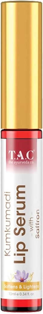 TAC - The Ayurveda Co. Kumkumadi Lip Serum for Dry, Dark Plump Lips with Saffron Vitamin E, Moisturize Hydrates Lips, for Women Men, 10ml