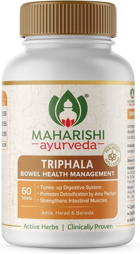 Triphala Tablets Maharishi Ayurveda | Supports Healthy Digestion | Improves Bowel Wellness| Relieves Constipation | Pure Herbs Used |100% Ayurvedic | 60 Tabs (Pack of 1)
