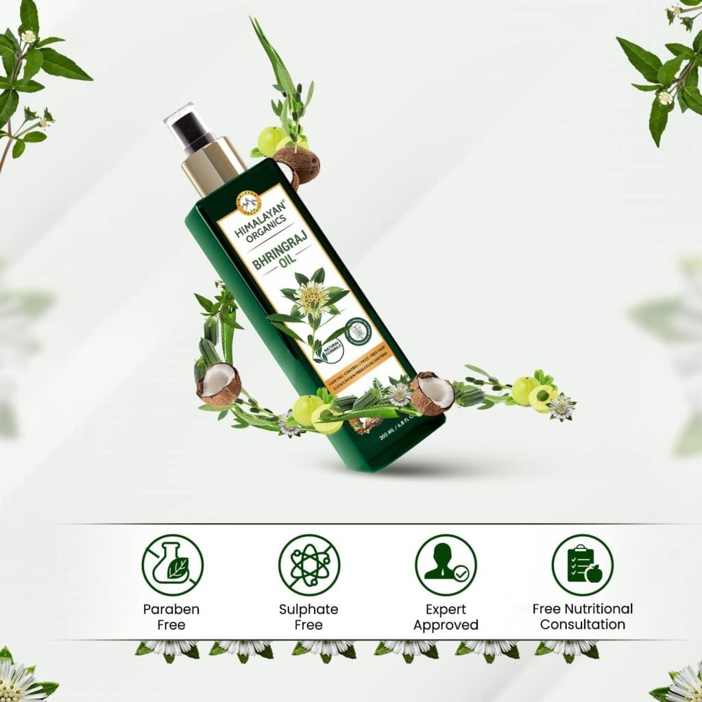 Himalayan Organics 100% Pure Bhringraj Ayurvedic Therapeutic Hair Oil | Hair Re growth And Hair Fall Control - 200ml