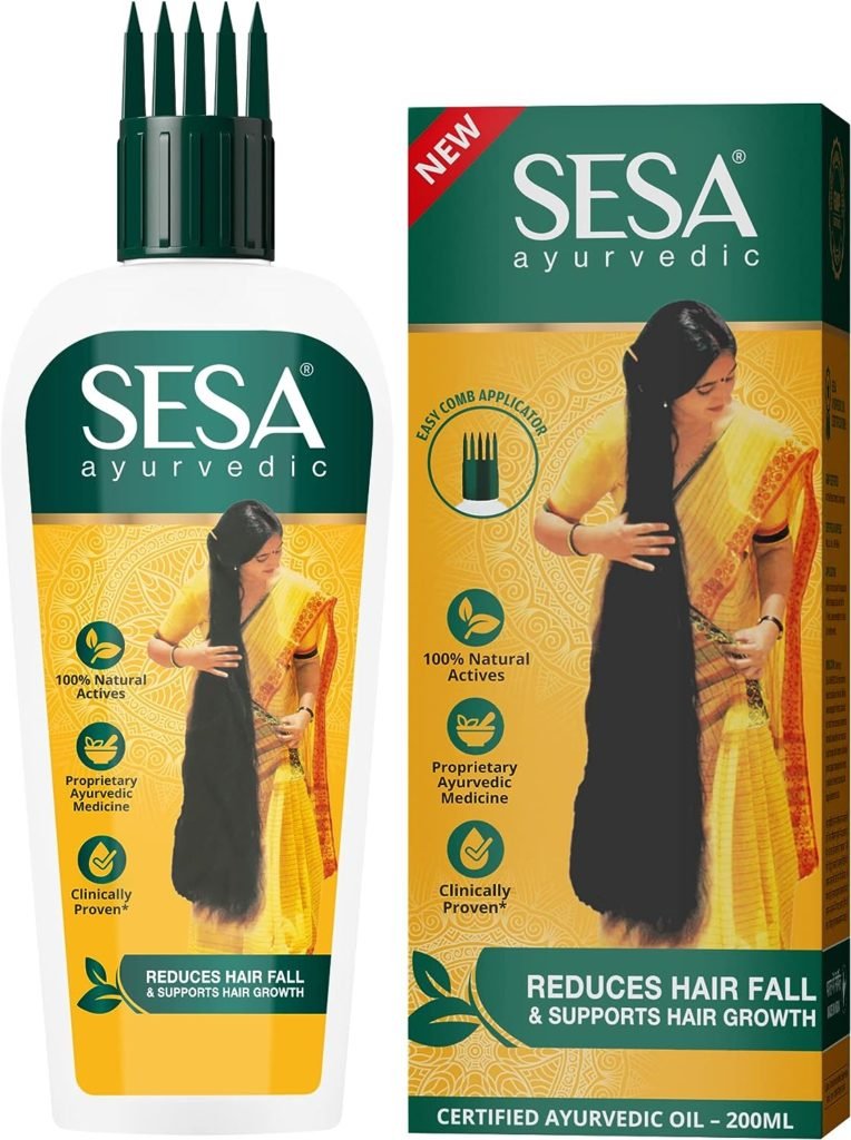 Sesa Ayurvedic Hair Oil | 5000 Year Old Kshir Pak Vidhi, Bhringraj 17 Rare Herbs With 5 Nourishing Oils | All Hair Types | No Mineral Oil | 200 Ml (Pack Of 1)