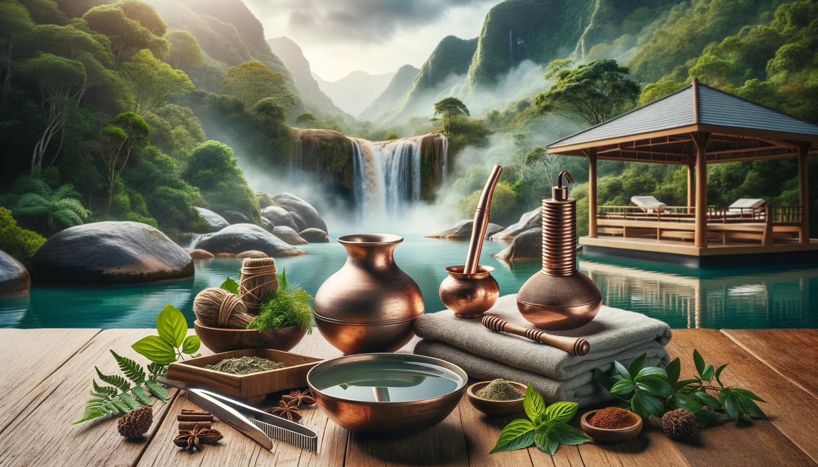 Ayurvedic Cleansing Techniques - a serene spa setting with a focus on Ayurvedic cleansing -