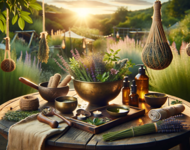 Ayurvedic Cleansing Techniques - an outdoor Ayurvedic treatment space amidst a herb garden - 16x9