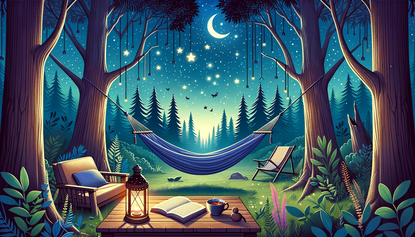 Ayurvedic Sleep Solutions - a serene nighttime forest clearing - 16x9