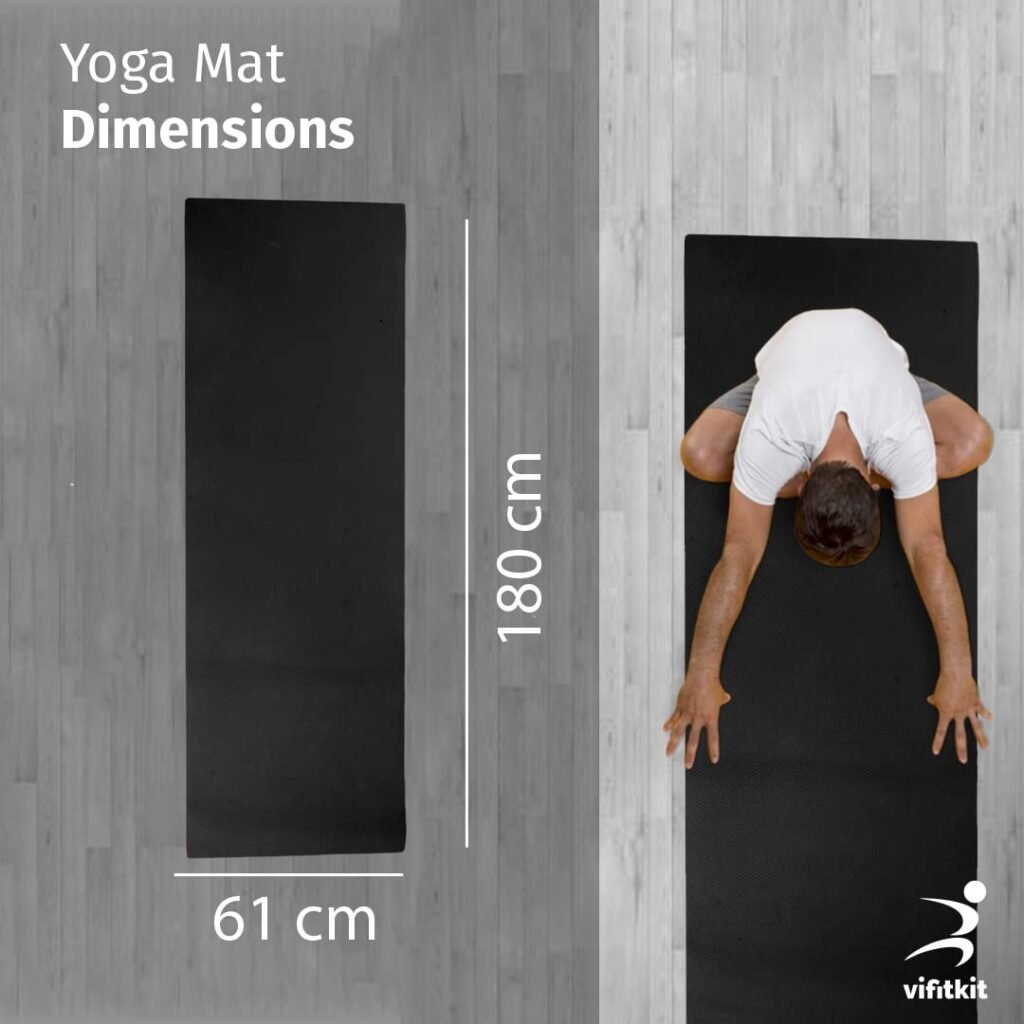 Vifitkit 4mm Anti-Skid EVA+TPE Yoga Mat with Strap for Home Gym  Outdoor Workout for Men  Women, Water-Resistant, Easy to Fold (Jet Black)