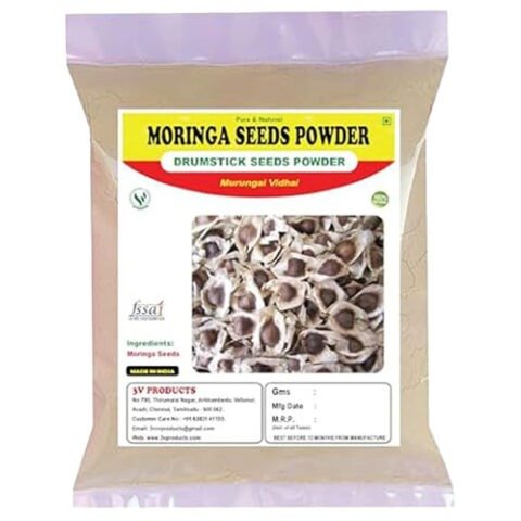 3V PRODUCTS Moringa Seed Powder 200g | Drumstick Seed | Murungai Vidhai for Health Support (Pack of 2x100g)