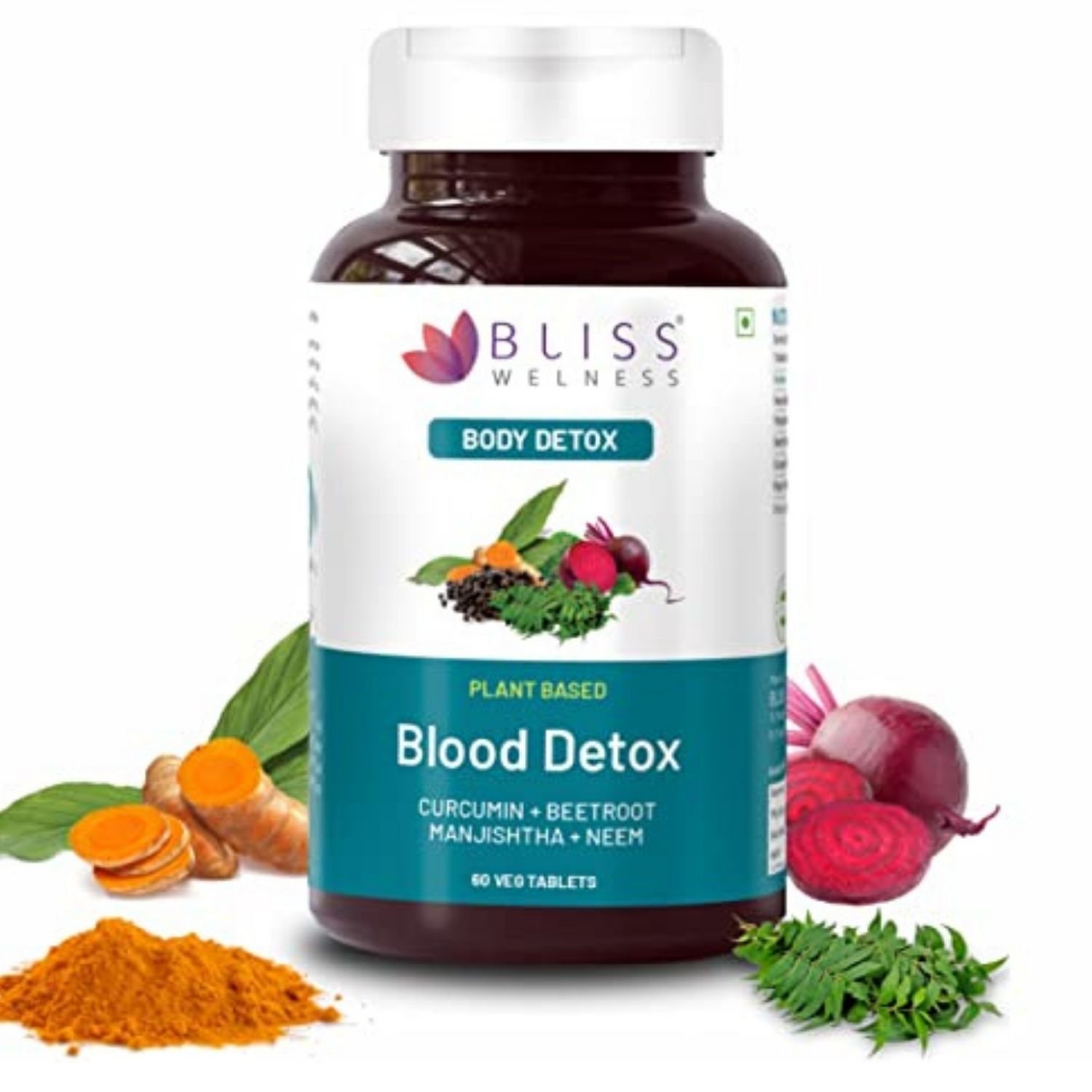 Bliss Welness Blood Detox | Curcumin Beetroot Manjistha Neem Extract | Blood Purifier Acne & Pimple Control Radiant Skin Anti Bacterial Ayurvedic Herbal