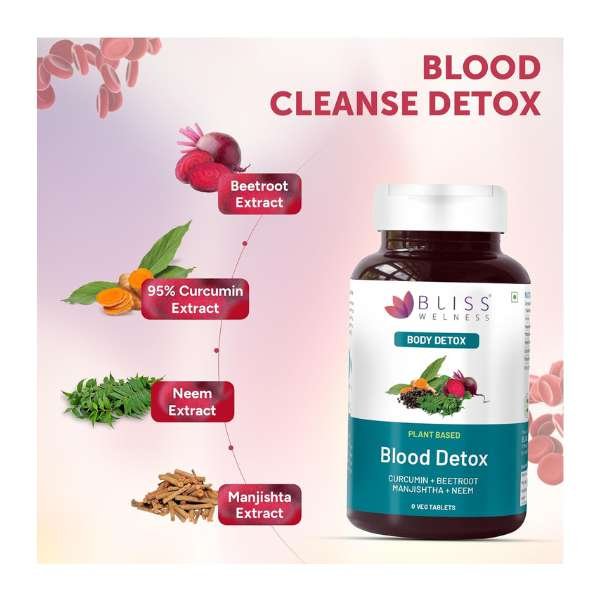 Bliss Welness Blood Detox | Curcumin Beetroot Manjistha Neem Extract | Blood Purifier Acne & Pimple Control Radiant Skin Anti Bacterial Ayurvedic Herbal Bliss Welness Blood Detox | Curcumin Beetroot Manjistha Neem Extract | Blood Purifier Acne & Pimple Control Radiant Skin Anti Bacterial Ayurvedic Herbal