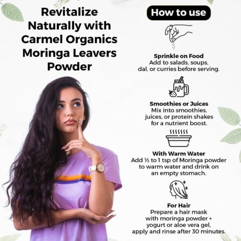 CARMEL ORGANICS Moringa Leaves Powder (80 Grams)|Jaivik Bharat Certified|Moringa Oleifera|Vegetable Masala ,Murungai Podi/Munagaku Podi/Muringa Podi|Non Gmo|No Added Preservative