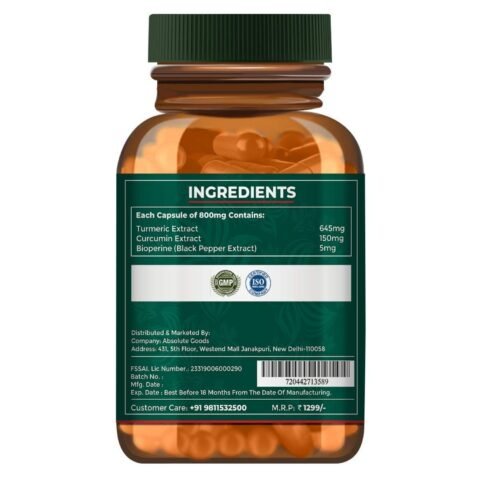 Forest Naturals Turmeric Curcumin | Bioperine | 60 Veg Capsules
