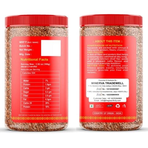 GreenFinity Healthy Seeds Combo – Flax and Chia Seeds | Rich in Omega-3, Dietary Fibre, and Antioxidants | Raw Seeds for Weight Loss, Immunity Booster, Digestion, Salads, Snacks, Smoothies (300g Each)