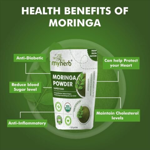 MYHERB Organic Moringa Powder | 227 gm/0.5 Lbs | Ayurvedic Support For Holistic Wellness | Herbal Supplement | Rich In Antioxidants |Good For Digestion, Energy, Immunity, Weight Loss For Men And Women