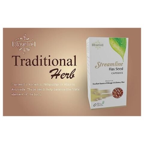 Streamline Flax Seed Capsules 500mg | Omega-3 & Dietary Fiber | 30 Capsules