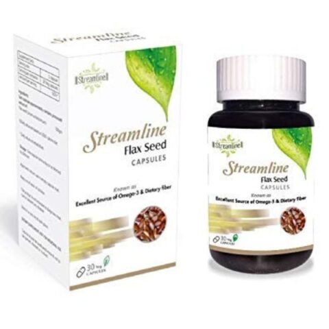 Streamline Flax Seed Capsules 500mg | Omega-3 & Dietary Fiber | 30 Capsules