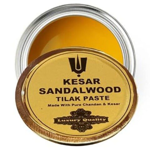 Kesar Sandalwood Paste (Luxury Quality) Tilak Made With Real And Rare Sandal & Kashmiri Saffron With Spiritual Matra - 30 Gm