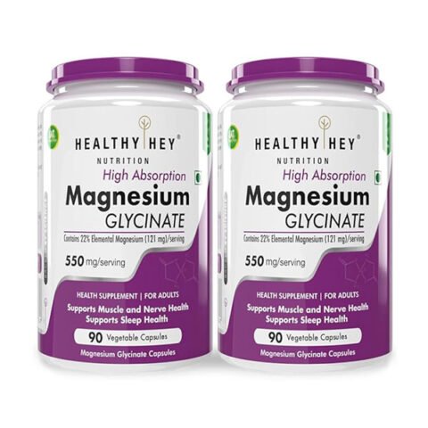 HealthyHey-Nutrition-High-Absorption-Magnesium-Glycinate,-550mg---90-Vegetable-Capsules---Pack-of-2