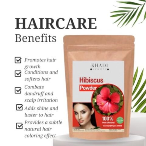 Khadi Beauty Hibiscus Flower Powder for Hair Conditioning, 100g, Pure Natural Herbal Supplement for Skin, Nails, Acne Scars, Eczema, Athlete’s Foot, Weight Loss