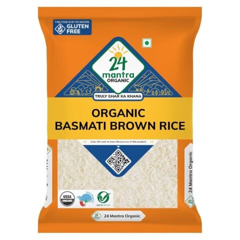 24 Mantra Organic Unpolished Basmati Rice Premium Brown/Basmati Brown Chawal – 1 Kg | Pack of 1 | 100% Organic | Chemical Free & Pesticides Free