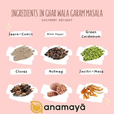 Anamaya Gharwala Garam Masala | Homeground blend of 12 whole spices | Pre- Roasted & freshly grounded before packing for enhanced flavours and aroma| packed in food grade plastic jar for easy storage | 100 Gms