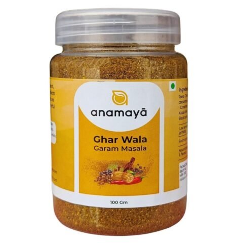 Anamaya Gharwala Garam Masala | Homeground blend of 12 whole spices | Pre- Roasted & freshly grounded before packing for enhanced flavours and aroma| packed in food grade plastic jar for easy storage | 100 Gms