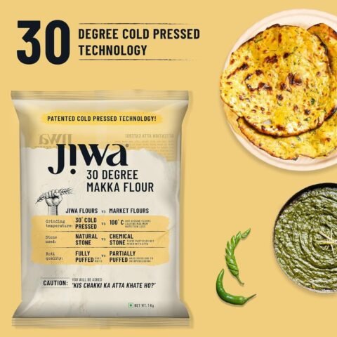 JIWA healthy by nature Cold Pressed Organic Makka Corn Flour/Atta| Makke Ka Atta | Soft Fluffy Rotis | Loaded With Antioxidants | Chakki Ground | 100% Natural & Gluten Free | 1 Kg